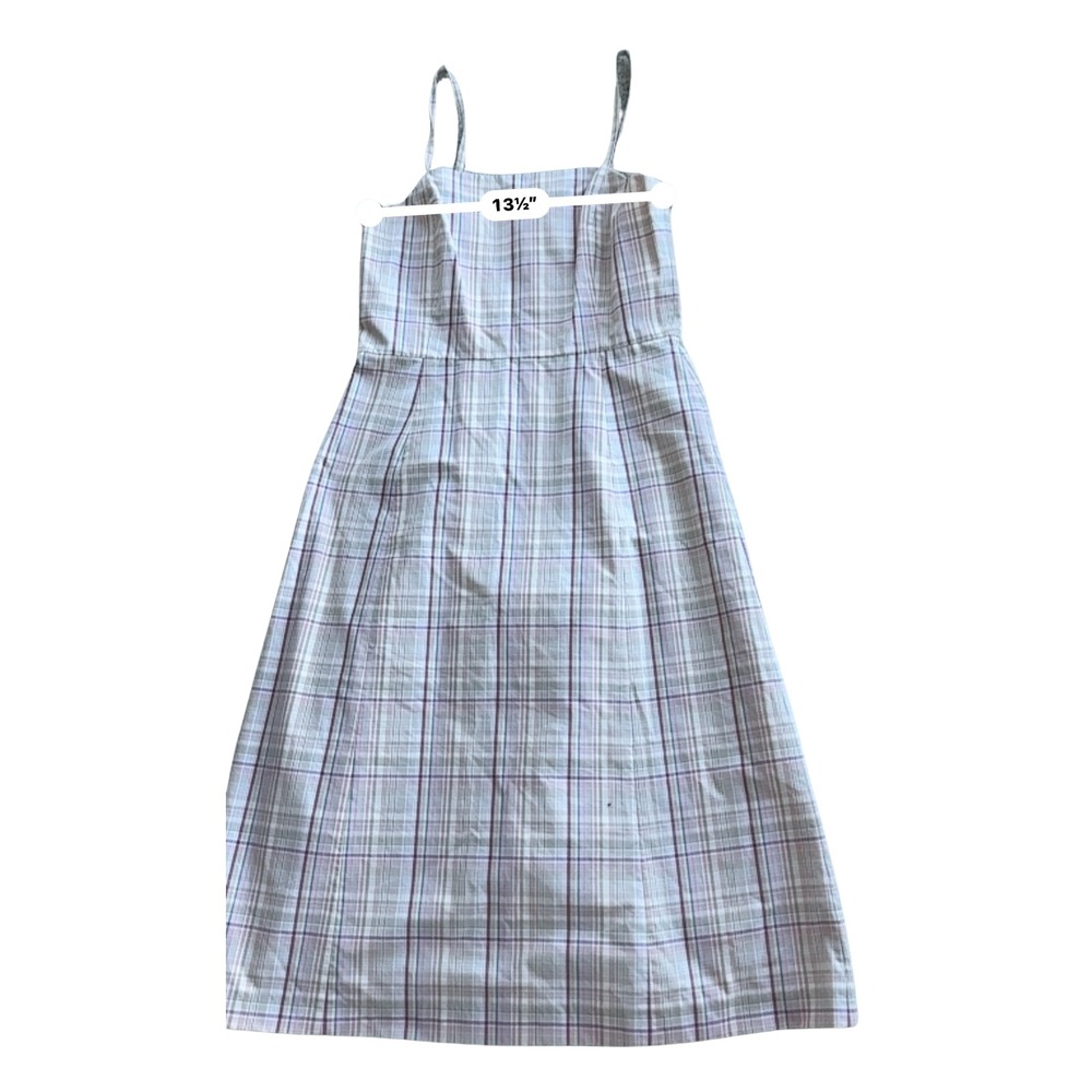 J Crew Plaid Cotton Midi Sundress Womens Size 4 Pink Tan Lined Coastal Preppy - Picture 10 of 12